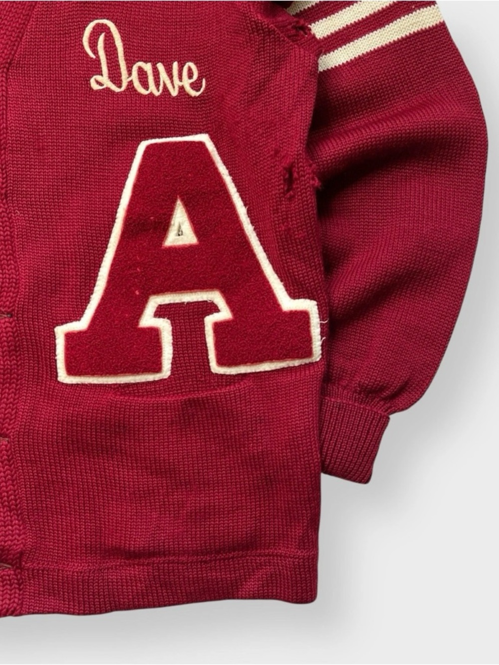 Vintage 60s Dave A Letterman Cardigan Sweater, College Varsity Wool Berkeley XL - Picture 3 of 10